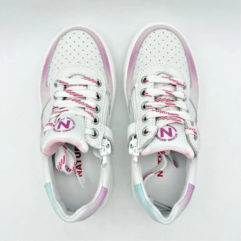 Naturino Girls Hess 2 Vl Sneakers EU 28 US 11 White Pink Blue Leather NWOB
